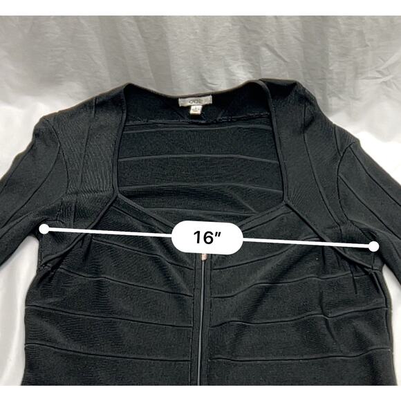 Cache Black Long Sleeve Zip Up Zip Down Sweetheart Neck Sweater Women's Large - Picture 10 of 11